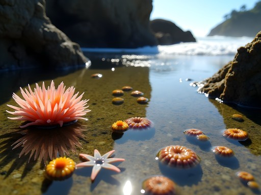 Children exploring vibrant tide pools at Carmel River State Beach during low tide