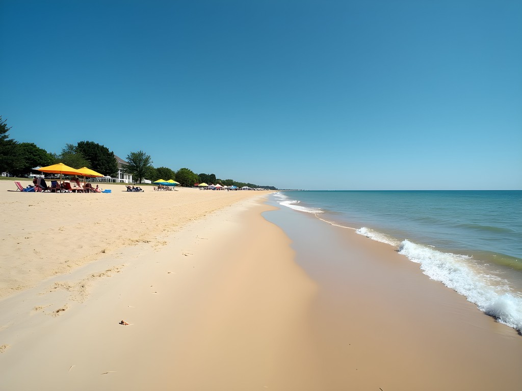 East Beach at Norfolk Naval Station with pristine sand and clear Chesapeake Bay waters