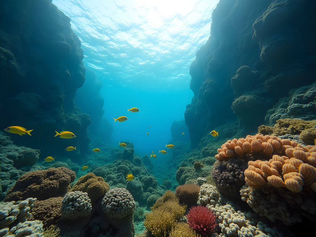 Vibrant coral reef and tropical fish just offshore at Tracks Beach near Pearl City