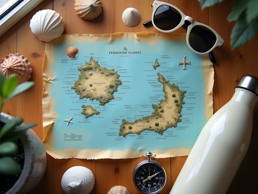 Hand-drawn map of Perhentian Kecil with snorkeling spots marked