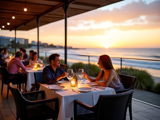 Elegant beachfront dining at City Beach with sunset views over the Indian Ocean
