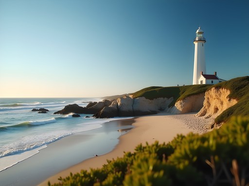 Historic lighthouse and secluded beach at Cape Recife Nature Reserve in Port Elizabeth