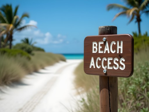 Public beach access sign on Florida A1A highway near Port St. Lucie