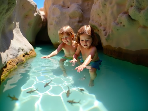 Children exploring limestone tide pools at Walton Rocks Beach Port St. Lucie