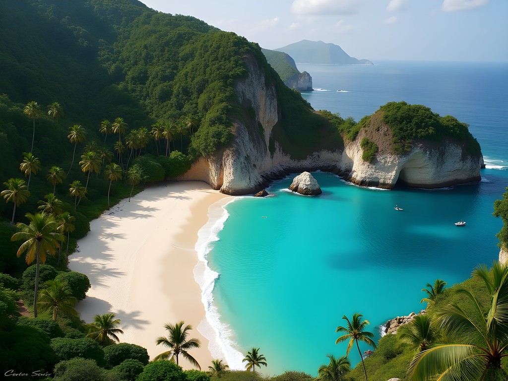 Secluded northern cove of Las Caletas with lush jungle backdrop and empty beach
