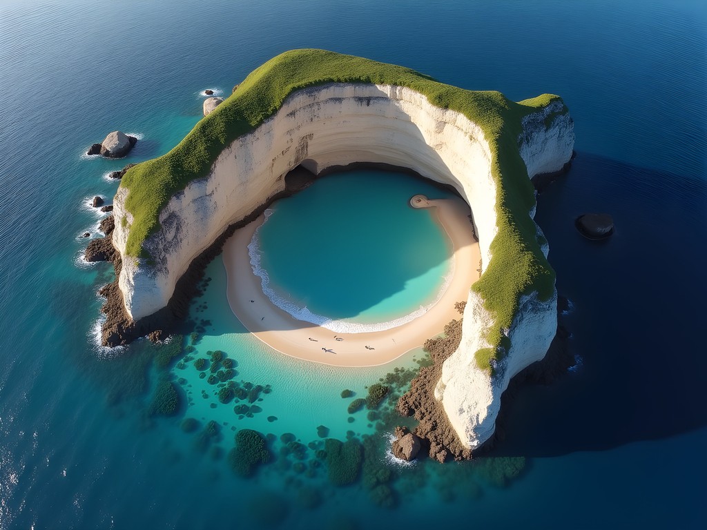 Aerial view of the famous Hidden Beach (Playa del Amor) in the Marietas Islands
