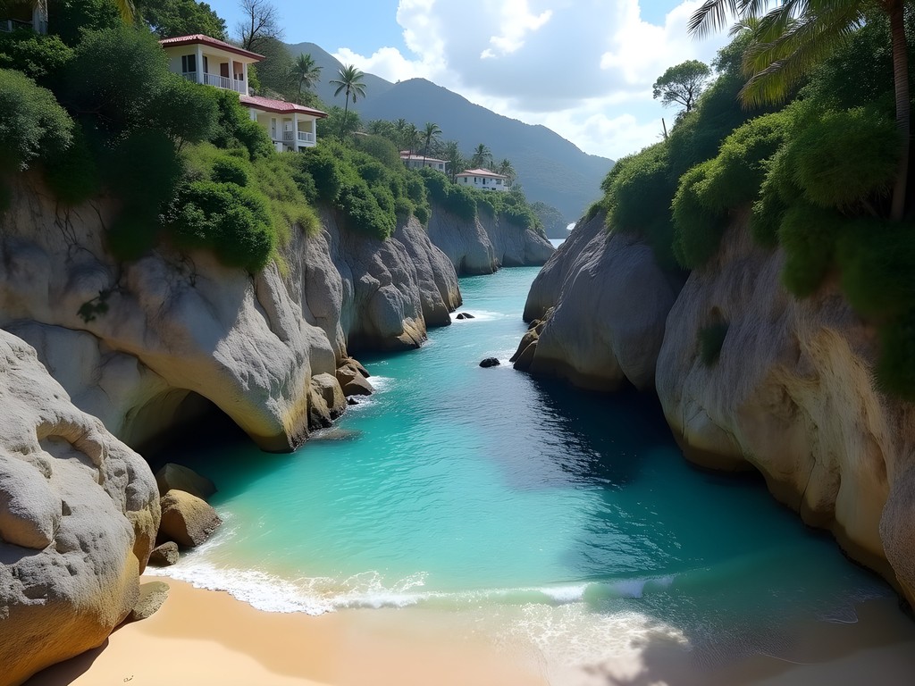 Secret cove of Praia da Joatinga with crystal clear water and dramatic rock formations