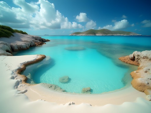 Natural coral pools at the northern section of Loblolly Bay with crystal clear water