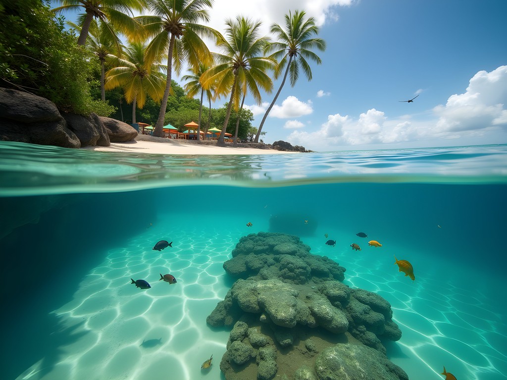 Protected cove at Escambrón Beach with clear water perfect for family snorkeling