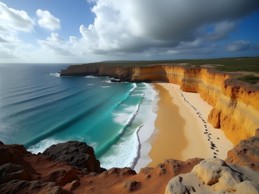 Remote Boca Prins beach with limestone cliffs and turquoise waters