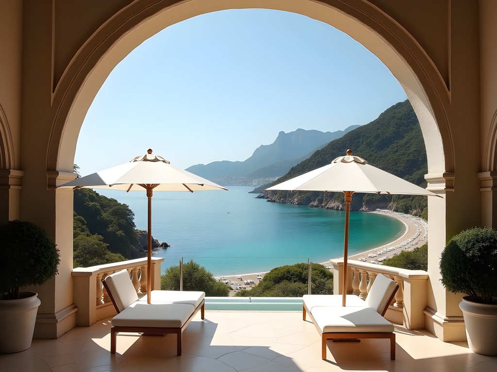 Luxury terrace view from La Perla Spa overlooking La Concha Beach