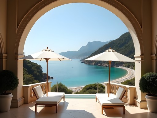 Luxury terrace view from La Perla Spa overlooking La Concha Beach