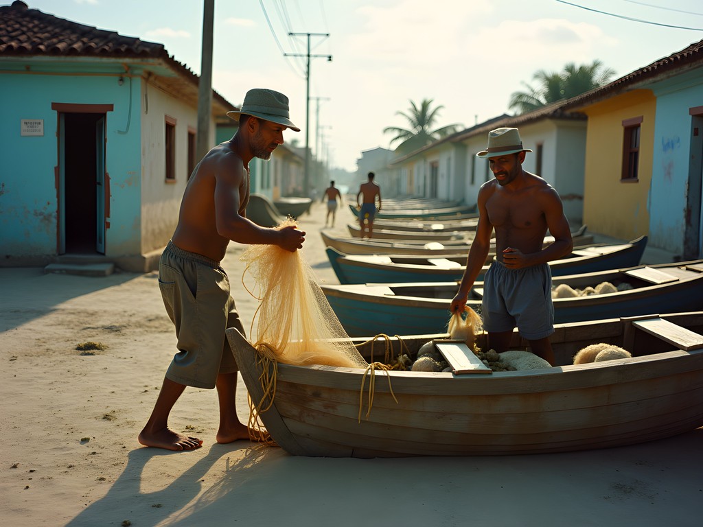 Local fishermen with morning catch in Caibarién, Cuba