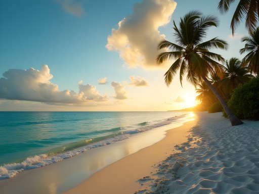 Sunrise over the pristine white sand beaches of Cayo Santa María, Cuba