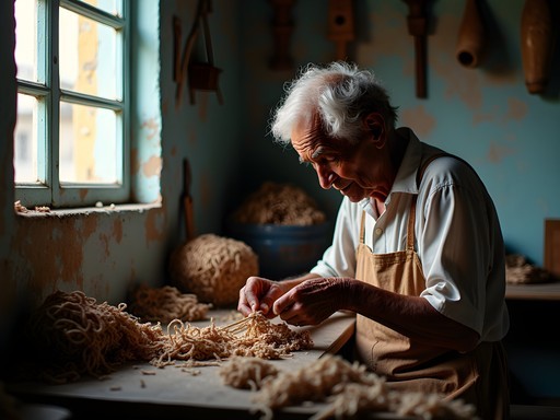 Local artisan creating traditional handcrafts in Remedios, Cuba
