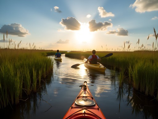 Kayakers exploring the marshlands near Little Tybee Island