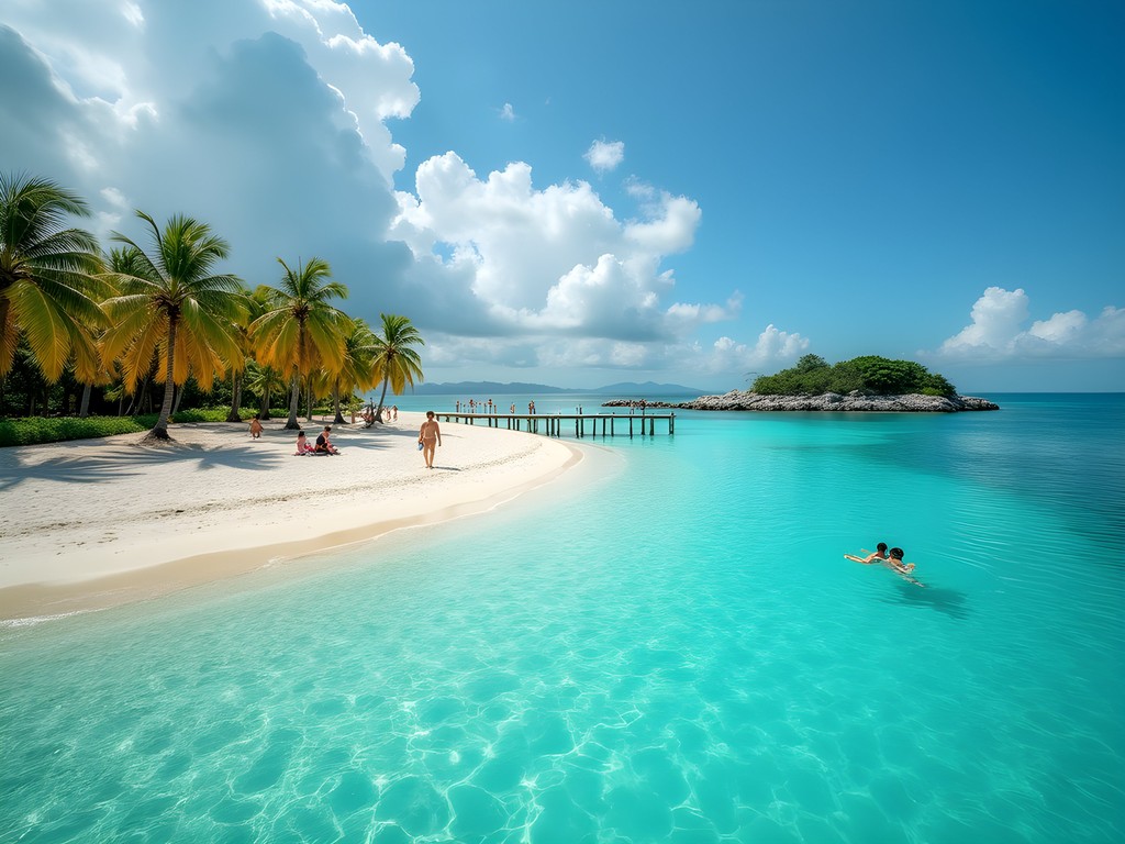 Clear blue lagoon between St. John's and Lazarus Islands in Singapore