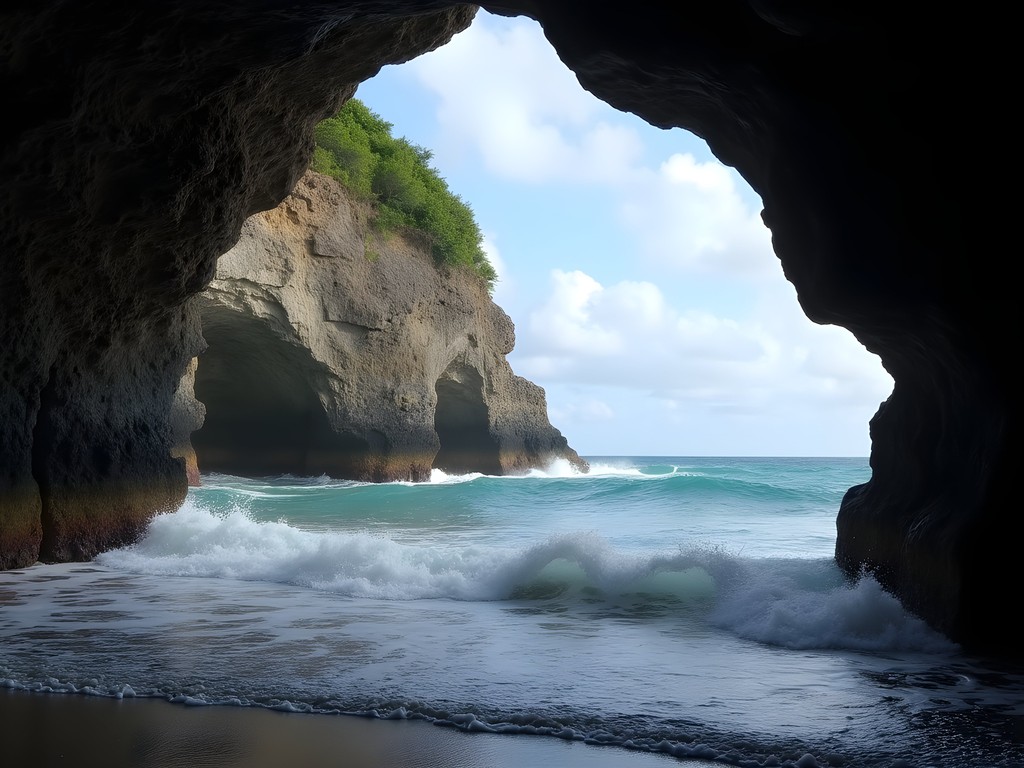 Dramatic view from Animal Flower Cave at Barbados' northernmost point