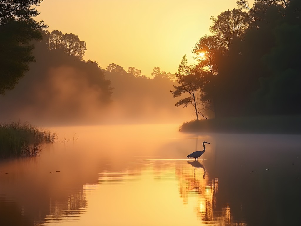 Kayaking on the Nansemond River at dawn in Suffolk, Virginia