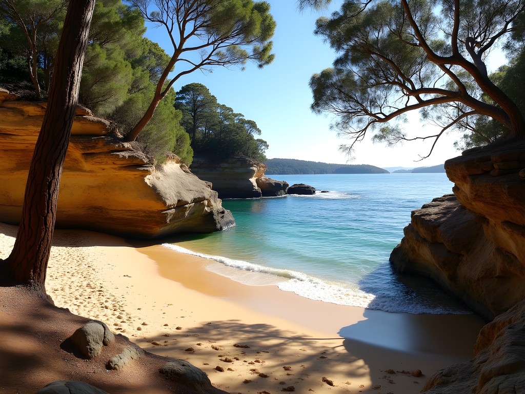 Secluded Reef Beach with Aboriginal heritage sites and harbor views