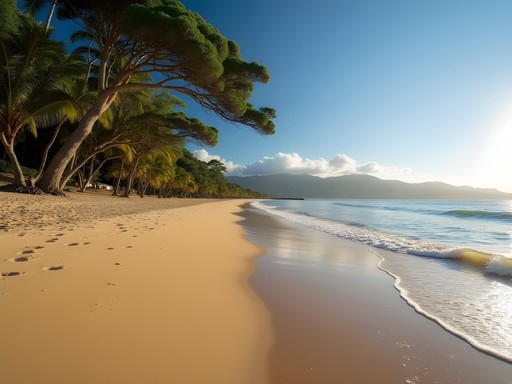 Empty stretch of Playa Avellanas with almond trees providing shade and perfect waves