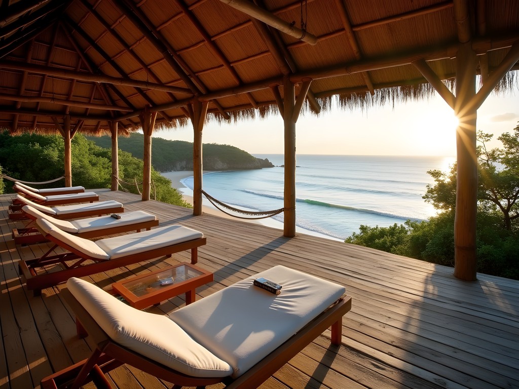 Stylish beachfront accommodation in Tofo with hammocks and ocean view