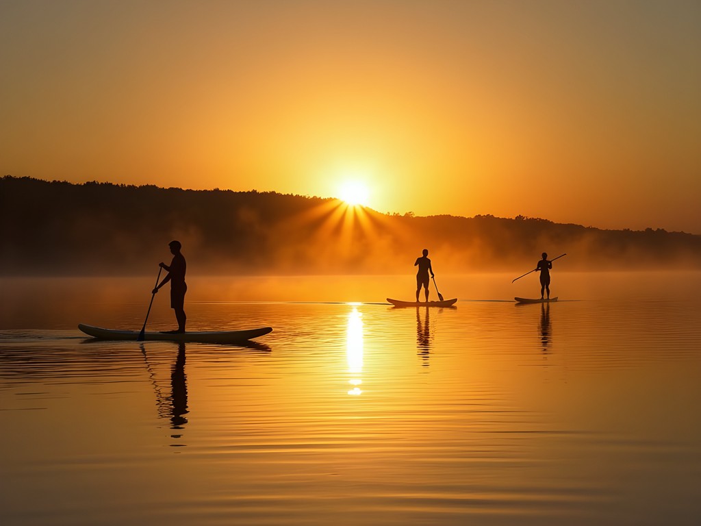 Sunrise paddleboarding at False Cape State Park, Virginia Beach