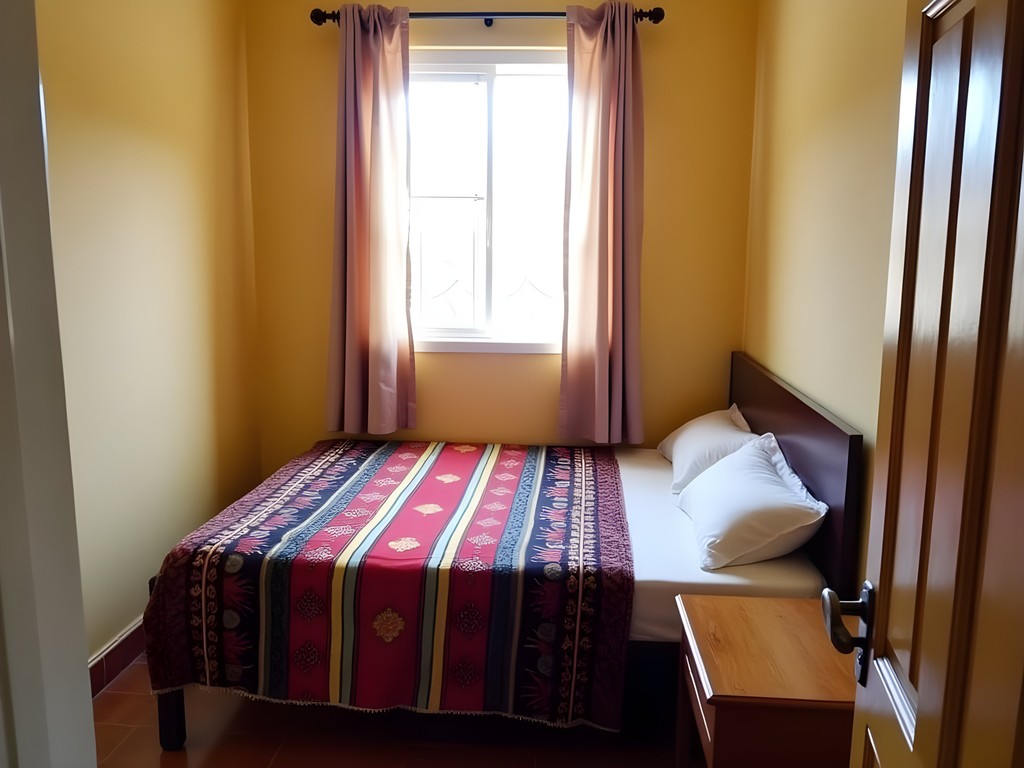 Simple but clean room in a local Ethiopian pension guesthouse in Addis Ababa