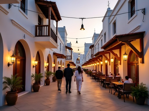 Evening atmosphere at Al Wakra Souq with traditional architecture and local shoppers