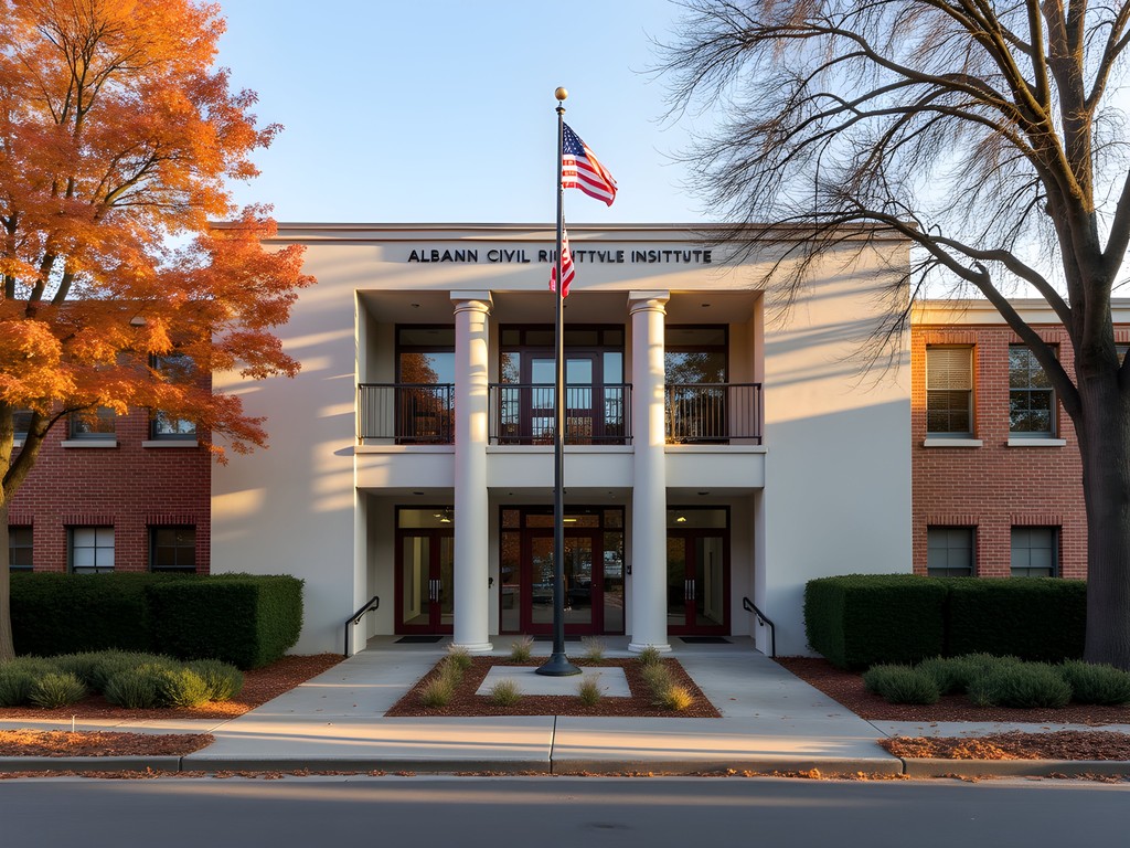 Exterior of Albany Civil Rights Institute with fall decorations