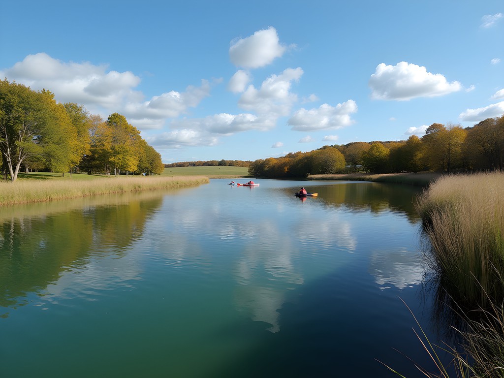 Kayaking on the clear waters of Ada Hayden Heritage Park in Ames, Iowa