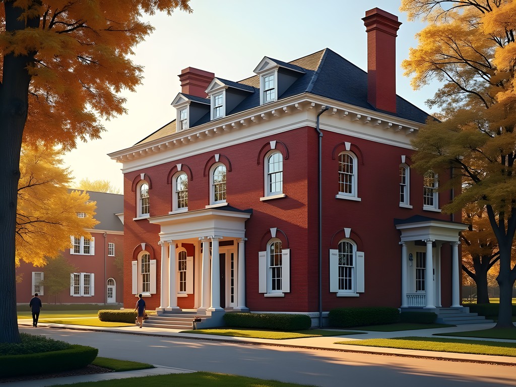 Historic Iowa House Hotel on Iowa State University campus in fall