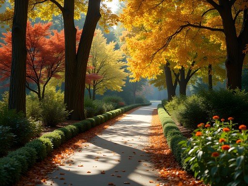 Sunlight filtering through trees on a path at the State Botanical Garden of Georgia in Athens