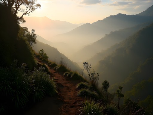 Misty morning view of Bogota from Quebrada La Vieja hiking trail
