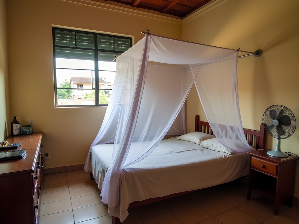 Simple but clean budget guesthouse room in Brazzaville