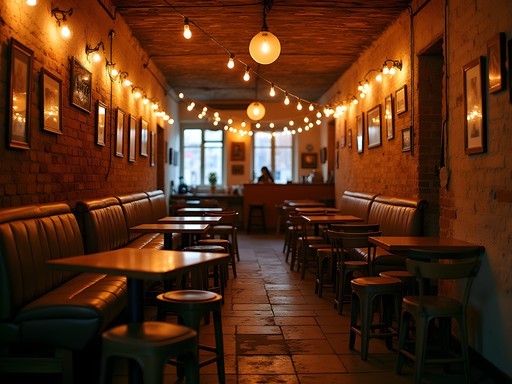 Traveler enjoying the eclectic atmosphere of a Budapest ruin bar with string lights and repurposed furniture