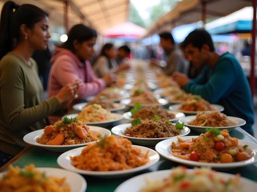 Diverse food offerings at Buffalo's West Side Bazaar international food hall
