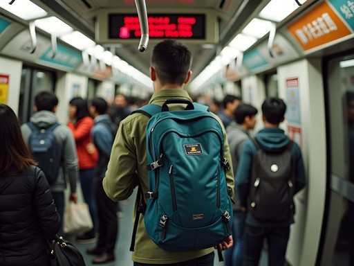 Navigating Beijing's public transportation system with a backpack