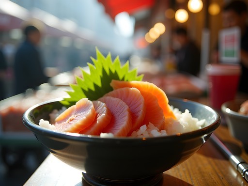 Fresh Japanese breakfast at Tsukiji Outer Market in Tokyo