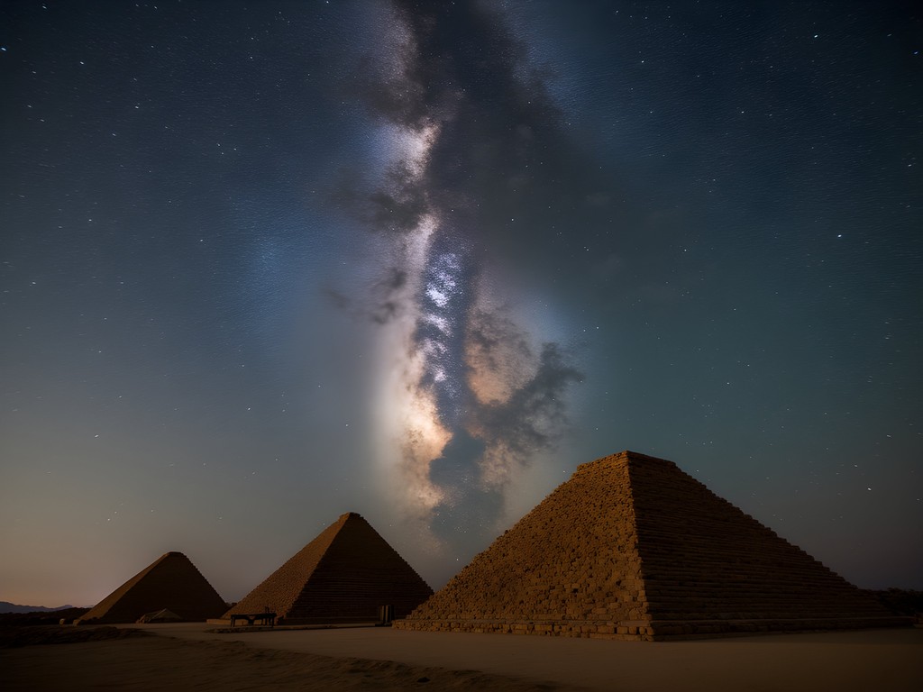 Milky Way galaxy visible over Túcume pyramids near Chiclayo at night