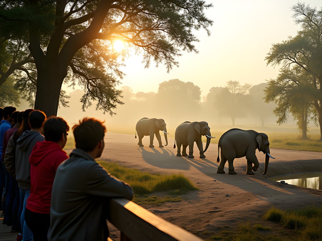 Ethical elephant observation at Tiger Tops Elephant Camp in Chitwan Nepal