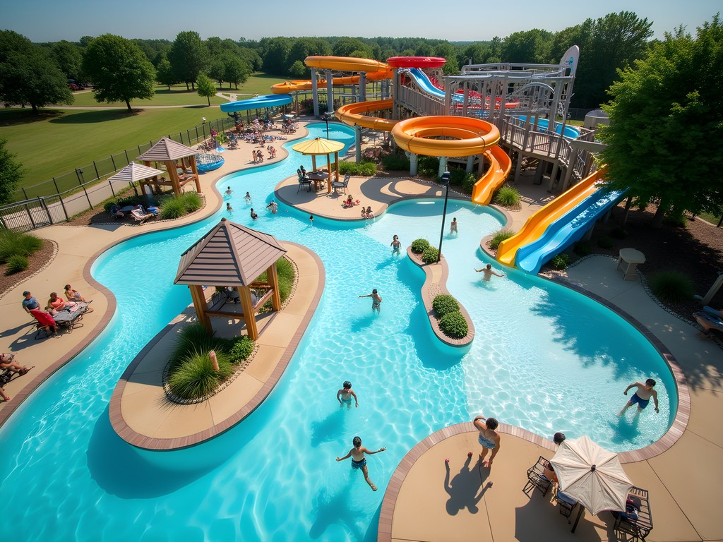 Families enjoying Pawnee Plunge Water Park in Columbus, Nebraska