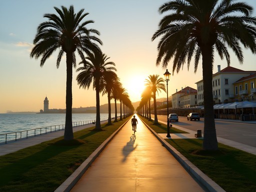 Cycling along Constanta's seaside promenade with Black Sea views
