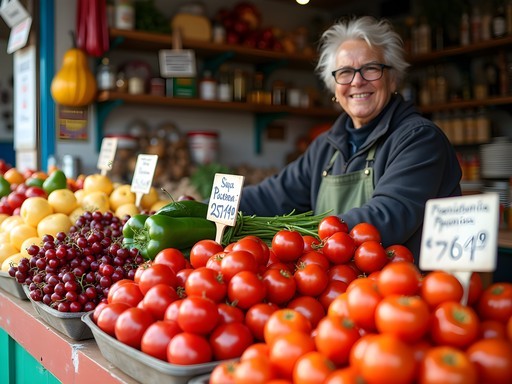 Colorful fresh produce at Constanta's central market