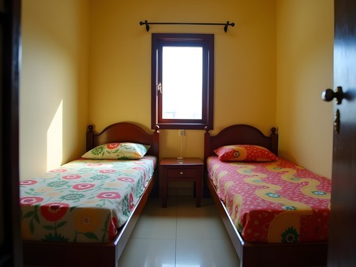 Simple but clean budget guesthouse room with partial ocean view in Cox's Bazar