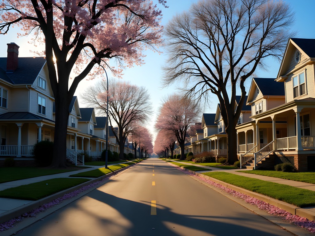 Historic Victorian homes in Des Moines Sherman Hill neighborhood during spring