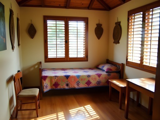 Basic accommodation in Ebeye with traditional Marshallese decorative elements
