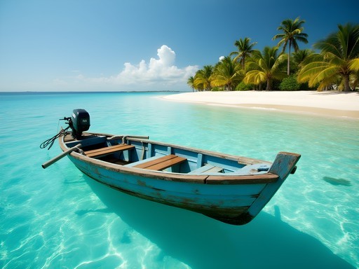 Small local boat used for budget island hopping in Marshall Islands