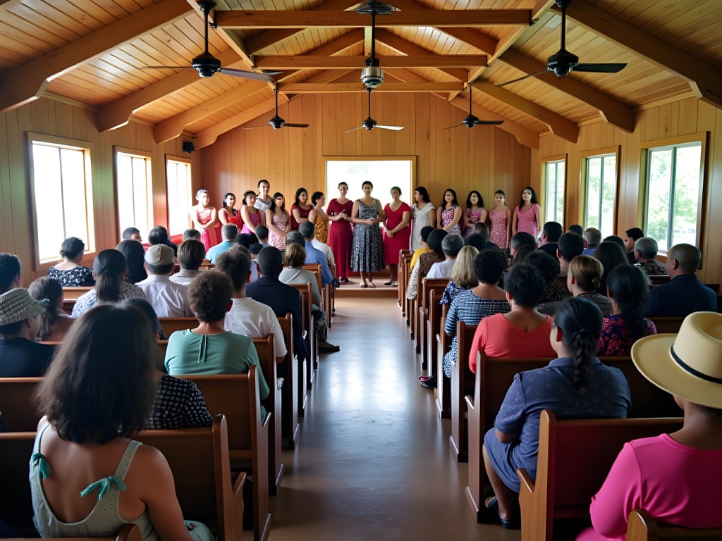 Sunday church service in Ebeye with traditional Marshallese singing