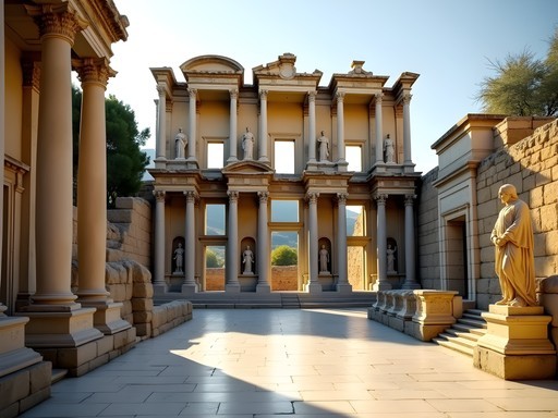 Library of Celsus at Ephesus in early morning light with few tourists